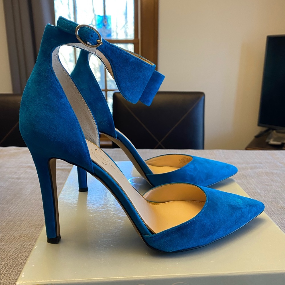 Worn once Jessica Simpson Cita Cerulean size  8.5 suede heels